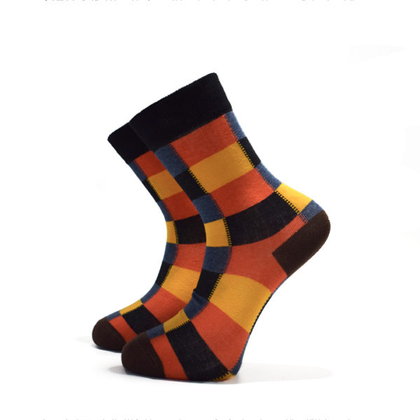 Oranžovo-žluto-modré kostkované ponožky