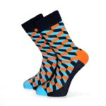 Tyrkysovo-oranžové ponožky se 3D vzorem
